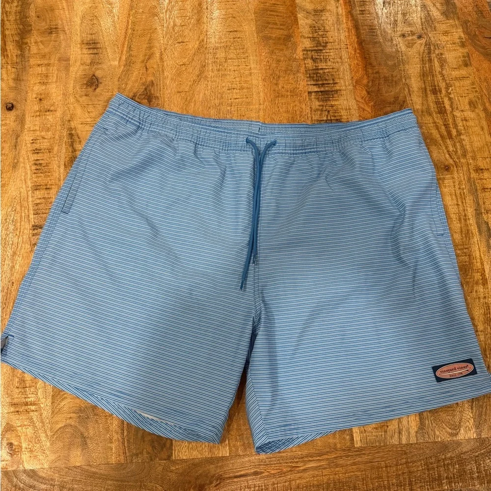 Vineyard Vines Men's Blue Micro-Stripe Swim Trunks